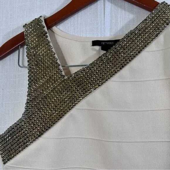 Forever 21 Cream Studded Bodycon Dress Size M - Picture 6 of 12